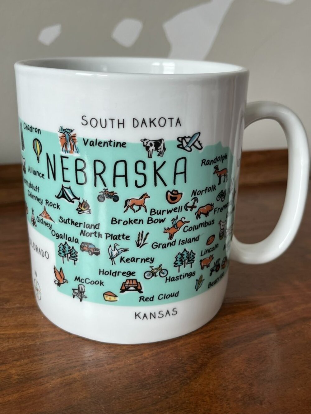 222 Fifth My Place NEBRASKA State Map Mug Jumbo 28 Oz Coffee Soup Porcelain